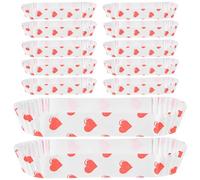 NOLITOY Mini Boat Shape Muffin Molds 200Pcs, Heat-Resistant Greaseproof Paper Cups with White Heart Design for Holiday Parties and Proposals