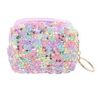 NOLITOY Mini Coin Purse Keychain with Sparkling Sequin Design Lightweight Rainbow Color Change Wallet for Small Portable Makeup Bag and Jewelry Organizer Pouch