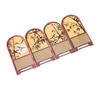NOLITOY Mini Desktop Folding Screen Divider with Elegant Bamboo Patterns Chinese Traditional Art Portable Wooden Panel Compact Privacy Partition for Office Decor and Gifting for Shelves