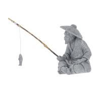 NOLITOY Mini Fisherman Figurine Pond Decor Sandstone Fishing Statue for Micro Landscape and Fish Tank, Easy to Care, Decorative Ornament