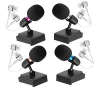 NOLITOY Mini Microphone Set for Phone and Laptop, 12pcs with Foam Covers and Black Stands, Small Portable Mic for Voice Recording and Chatting, Compatible with PC and Mobile Devices