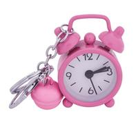 NOLITOY Mini Pink Alarm Clock Keychain with Battery Operated Analog Key Pendant for Students and Travel Bag Accessory