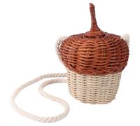 NOLITOY Mini Rattan Basket Shaped Bag Crossbody Handheld Storage Pouch Photo Prop for Boys