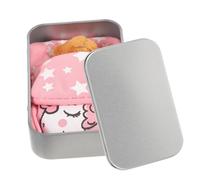 NOLITOY Mini Stuffed Bear in Tin with Pink and Card Soft Plush Cartoon Bear Doll for Decor Adorable Desktop Ornament for Birthday Party Bedroom Office Decoration