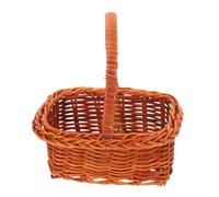 NOLITOY Mini Wicker Basket with Handle Small Portable Rattan Harvest Basket Lightweight Woven Storage for DIY Crafts Flower Arrangements Garden Picnic Decor