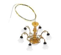 NOLITOY Miniature Chandelier Light for Dollhouse, Small DIY Hanging Ceiling Lamp with Gold Frame and White Led, Mini Bedroom Lighting Accessory for Dollhouse Decor