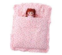 NOLITOY Miniature Dollhouse Bedding Cute Strawberry Sleep Bag Accessory Realistic Detailed Pattern for Doll Bedroom Decoration