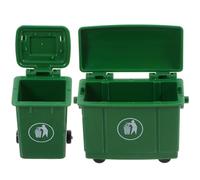 NOLITOY Miniature Dollhouse Garbage Can Set, Green Outdoor Mini Trash Bin for Doll House, Tiny House Accessories for Dollhouse Décor and Play Scenes