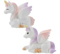 NOLITOY Miniature Figurines Resin 2pcs Set Pink and Purple Small Statues for Home Decor and Cake Toppers Micro Landscape Fairy Tale Animal Ornaments for Birthday Party