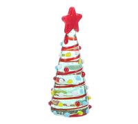 NOLITOY Miniature Glass Christmas Tree Ornament Crystal Tabletop Figurine Holiday Decoration Vibrant Sparkle Artificial Glass Craft for Home Office Festive Display