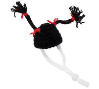 NOLITOY Miniature Knitted Hat for Small Animals, Hamster and Chinchilla Woolen Yarn Cap with Double Ponytails, Pet Photo Prop and Halloween Costume Accessory
