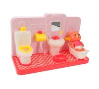NOLITOY Miniature Potty Training Furniture with Bear Doll Realistic Dollhouse Bathroom for Early Learning Ergonomic Pretend Restroom Playset for Confidence Building and Fun Role Play