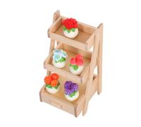 NOLITOY Miniature Resin Potted Plants with Shelf Realistic Faux Bonsai Flowers for Dollhouse Decor DIY Creative Indoor Fairy Garden Accessories Low-maintenance Tiny Greenery Ornaments