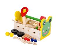 NOLITOY Multi-function Wooden Tool Box Portable Cartoon Design Educational for Boys and Solid Wood Construction with Safe Water-based Paint Enhances Social Skills and Cognitive Development