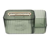 NOLITOY Multi-Functional Desktop Tissue Storage Box and Remote Controller Organizer for Living Room, Luxury Green and Gold Household Napkin Holder with Modern Design