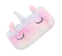 NOLITOY Multifunction Plush Pencil Bag for Soft Fluffy Stationery Organizer with Zipper Travel Cosmetic Pouch and Coin Purse Washable Rainbow Unicorn Design