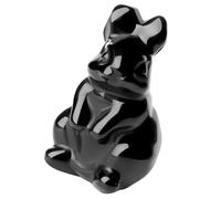 NOLITOY Natural Black Crystal Rabbit Figurine 1.5-Inch Carved Jade Bunny Sculpture Decorative Crystal Bunny Ornament for Home and Office Rabbit Decor