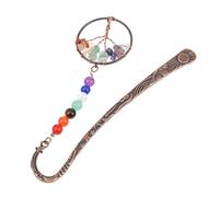 NOLITOY Natural Crystal Life Tree Seven Chakra Bookmark Brass and Crystal Material Delicate Sturdy Design Wear-Resistant Spiritual Reading Gift for Students and Book Lovers