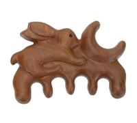 NOLITOY Natural Sandalwood Massage Comb with Carved Rabbit Pattern Wide Tooth Scalp and Body Massager Portable Wooden Hair Comb for Gentle Daily Use and Relaxation