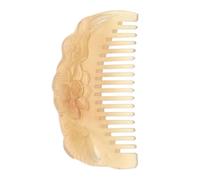 NOLITOY Natural Sheep Horn Wide Tooth Comb Hand Carved 7.5cm Thick 0.7-0.9cm Anti-static Scalp Massage Hair Styling Tool for Women Travel and Home Use