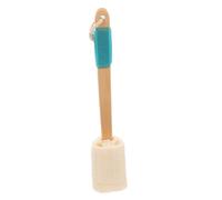 NOLITOY Non Slip Silicone Bath Skin Brush with Long Curved Handle Loofah Exfoliating Scrubber for Full Body Cleaning and Massage Wood and Loofah Material Suitable for Legs Arms Chest