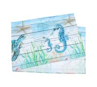 NOLITOY Ocean Style Kitchen Window Valance Curtain, 54x18in Half Curtain with Marine Organism Pattern, Short Semi-blackout Window Shade Piece for Seaside Decor