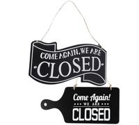 NOLITOY Open Closed Sign with Simple and Practical Design Black Wood Material Wooden 2pcs Double-sided Door Decoration for Shops and Business Places for Cafe or Retail Store Hanging