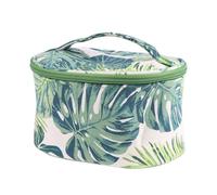 NOLITOY Oval Canvas Travel Toiletry Bag with Tropical Monstera Print, Multifunctional Makeup Pouch for Women, Lightweight Storage Organizer for Cosmetics and Personal Care