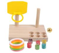 NOLITOY Parrot Bird Cage Mini Basketball Shooting Training for Parakeets and Parrots Puzzle Wooden Block for Bird Skill Development and Boredom Relief Random Color