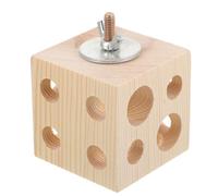 NOLITOY Parrot Chewing Wooden Cube with Multi-hole Teething Platform, Small Bird Interactive Foraging Stand for Cockatiels and Conures