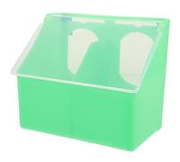 NOLITOY Parrot Hanging Feeder Lid, Dual Hole Plastic Bird Food Container and Water Trough, Wear-resistant Green Multi-grid Dispenser Suitable for Bird Cages and Parakeets