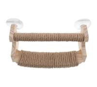NOLITOY Parrot Rope Perch with Sturdy Suction Cups Two-layer Wooden Hemp Rope Design Movable Bird Perch Stand 9x4.3x3.5in