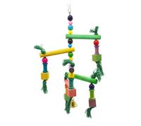 NOLITOY Parrot Swing Wood Climbing Ladder with Turning Wheel Bird Playground for Cockatiels Parakeets and Small Birds Fun Exercise and Skill Development Random Color