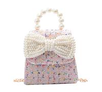 NOLITOY Pearl Bow Clutch Bag for Boys and Girls Small Single Shoulder Bag Cute Butterfly Knot Design for School Daily Use As Handbag for Girls
