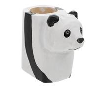 NOLITOY Pen Holder with Hand-carved Decorative Design Wooden Panda Shaped Lightweight Desk Organizer for Desktop Decor and Stationery Storage