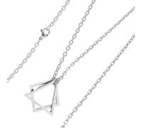 NOLITOY Pendant Necklace for Women Men, Silver Geometric Triangle and Square Pendant, Minimalist Metal Chain Necklace, Suitable as Bag Charm and Everyday Jewelry