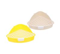 NOLITOY Pet Triangle Litter Box Plastic Detachable Triangle Potty for Rabbit Guinea Pig Hamster Ferret Indoor Toilet Training Pet Toilet White and Yellow 2pcs