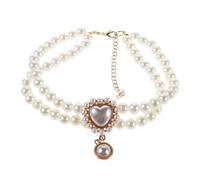 NOLITOY Pet Wedding Jewelry: Faux Pearl Bridal Collar with Heart Accents - Adjustable Cat/dog Princess Necklace for Photo Shoots Anniversaries & Celebrations