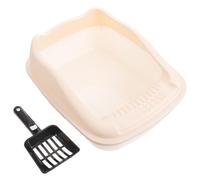 NOLITOY Plastic Cat Litter Box with Poop Scoop, Detachable High Rim