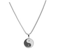 NOLITOY Polished Stainless Steel Mens Pendant Necklace with Bagua Amulet Black and White Disc Charm Taoism Tai Chi Spiritual Jewelry Chain with Secure Lobster Clasp for Daily Wear and