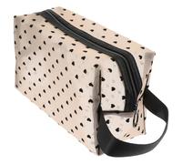 NOLITOY Portable Beige Mesh Cosmetic Bag with Rational Space and Lightweight Nylon Net Yarn Material, for Traveling and Camping Makeup Storage and Toiletry Organization