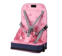 NOLITOY Portable Folding Booster Seat with Adjustable Quick Release in Pink Lightweight Fiber Cloth and Nylon Material, for Travel and Little Dining
