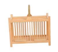 NOLITOY Portable Hamster Pet Carrier Wooden Frame Small Animal Cage Outdoor Carrier Handle for Cricket Travel Cage Vintage Decorative Style