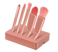 NOLITOY Portable Makeup Brushes with Soft Nylon Bristles Includes Foundation Lip Eye Shadow Loose Powder and Concealer Brushes in Stylish Dusty Travel-friendly with Built Mirror for