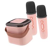 NOLITOY Portable Mini Karaoke Speaker Stylish Pink Colour with Wireless Microphone Compact Design Abs Material for Home and Occasion