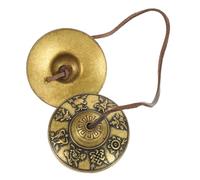 NOLITOY Portable Pure Metal Hand Cymbals with Harmonic Tones for Religious Ceremony and Performing the Road, Golden Finish Tibetan Meditation Bell