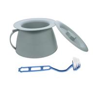 NOLITOY Portable Toilet for Elderly Boys and Girls Bedside Use Light Green Plastic Chamber Pot Lid and Cleaning Brush