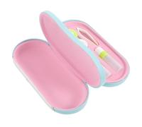 NOLITOY Portable Two in One Glasses Case with Holder and Mirror Compact Dual Sided Eyeglass Storage Box for Travel and Daily Use Blue Cute Chinese Style Design