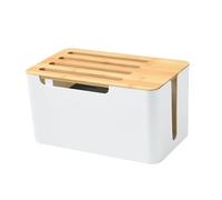 NOLITOY Power Line Manager Box with Sliding Design Large Cable Organizer for Router Socket and USB Hub Protective Wire Storage for Desktop and Tv Systems Bamboo Cover