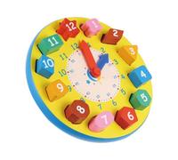 NOLITOY Preschool Number Clock Educational Puzzle for Boys Wooden Learning Clock Teaching Cognitive Recognition Smooth Surface Non-toxic Paint